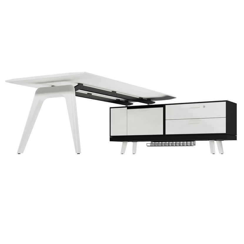 Bralco RAIL Bureau | 1800 - 2400 mm, basboard intégré, bois réel, chêne blanc