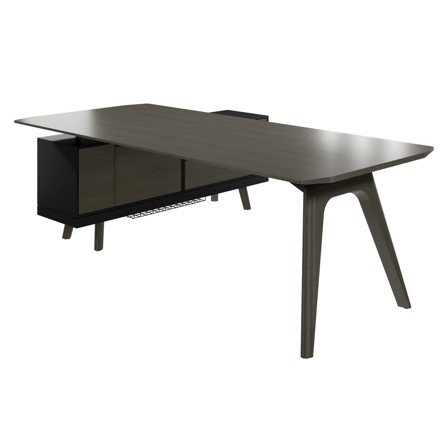 Bralco RAIL Bureau | 1800 - 2400 mm, basboard intégré, bois réel, chêne gris foncé