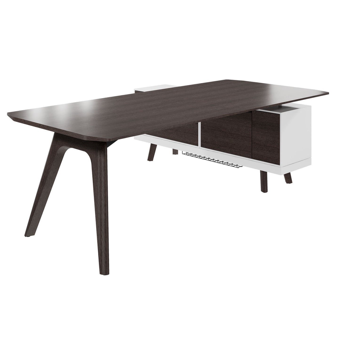 Bralco RAIL Bureau | 1800 - 2400 mm, basboard intégré, bois réel, carbone en chêne