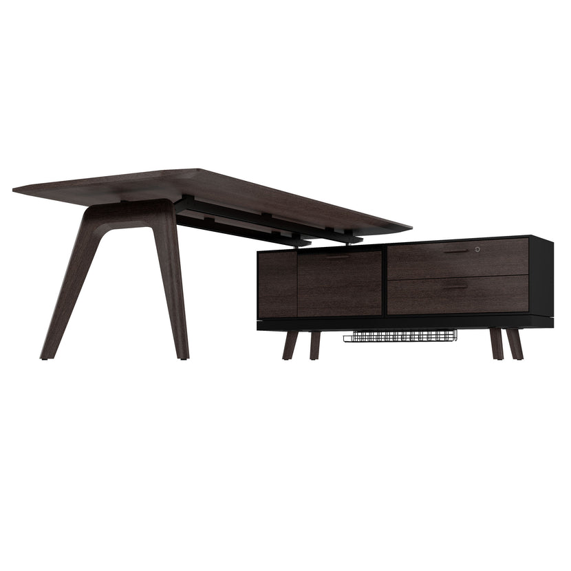 Bralco RAIL Bureau | 1800 - 2400 mm, basboard intégré, bois réel, carbone en chêne