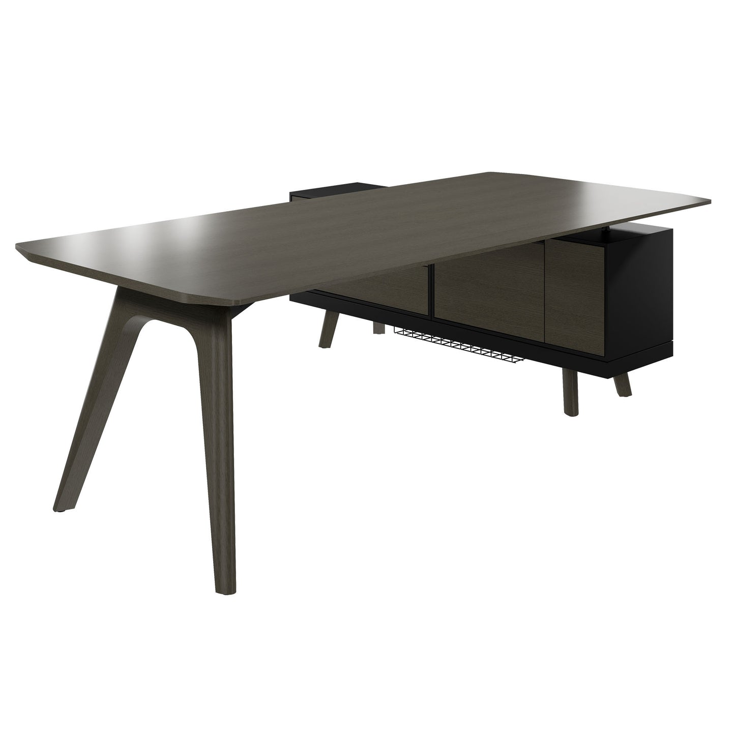 Bralco RAIL Bureau | 1800 - 2400 mm, basboard intégré, bois réel, chêne gris foncé