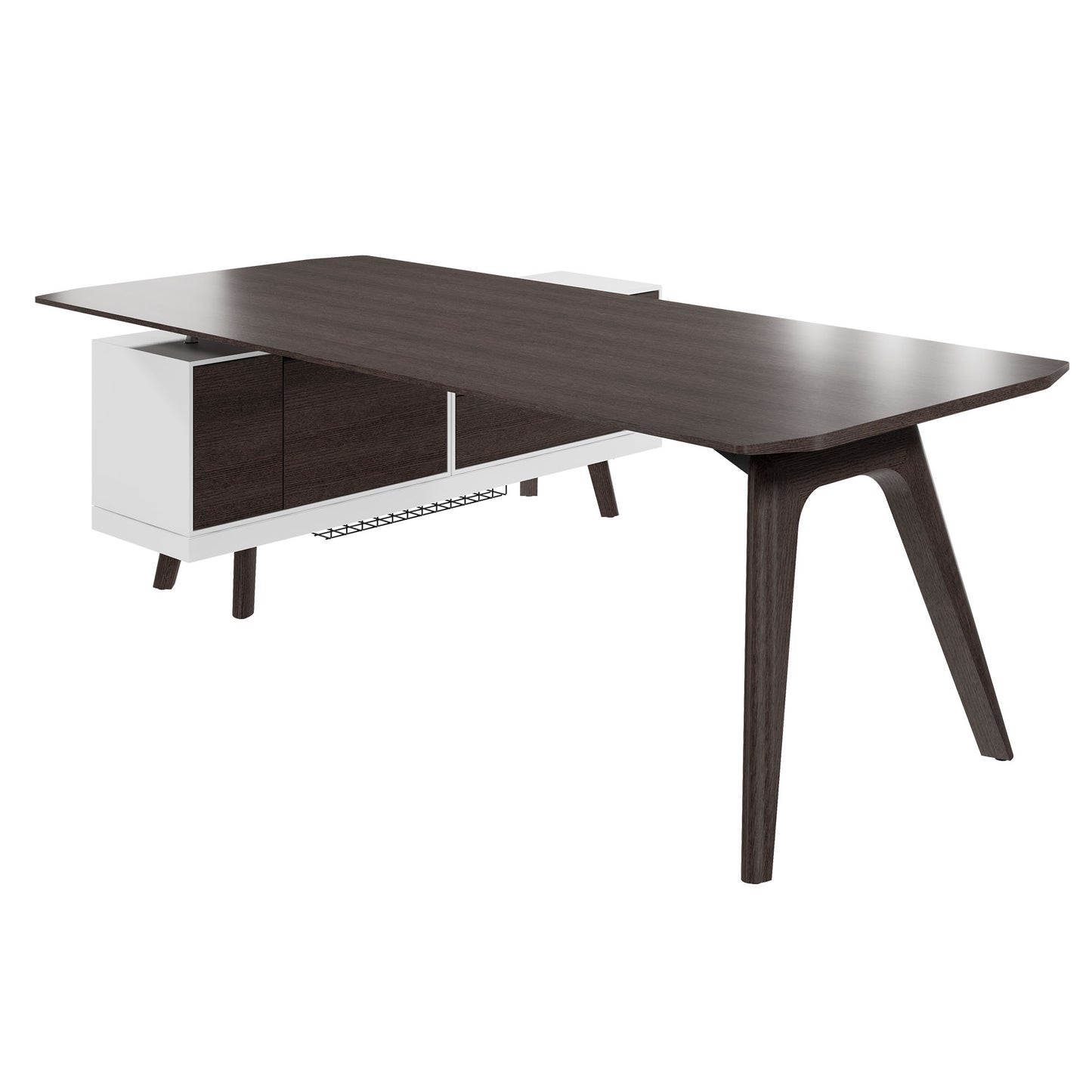 Bralco RAIL Bureau | 1800 - 2400 mm, basboard intégré, bois réel, carbone en chêne