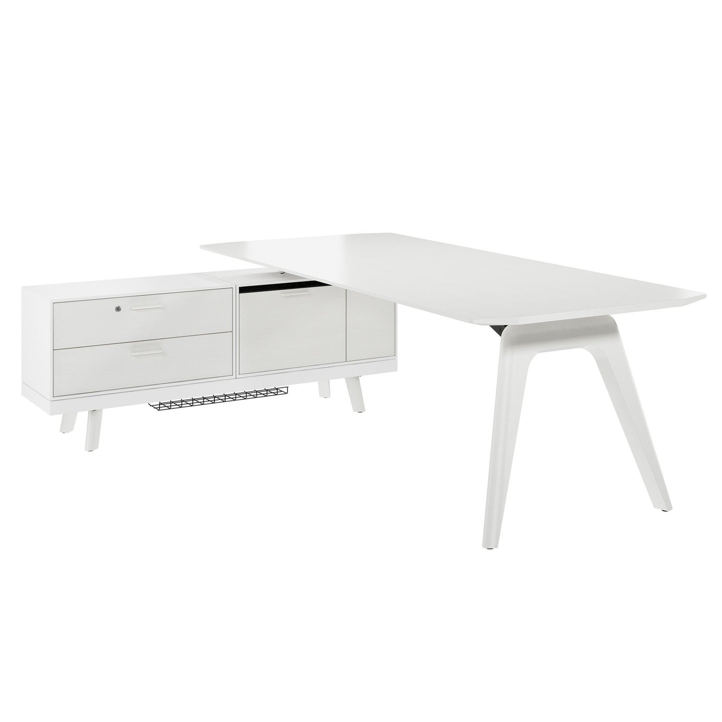 Bralco RAIL Bureau | 1800 - 2400 mm, basboard intégré, bois réel, chêne blanc