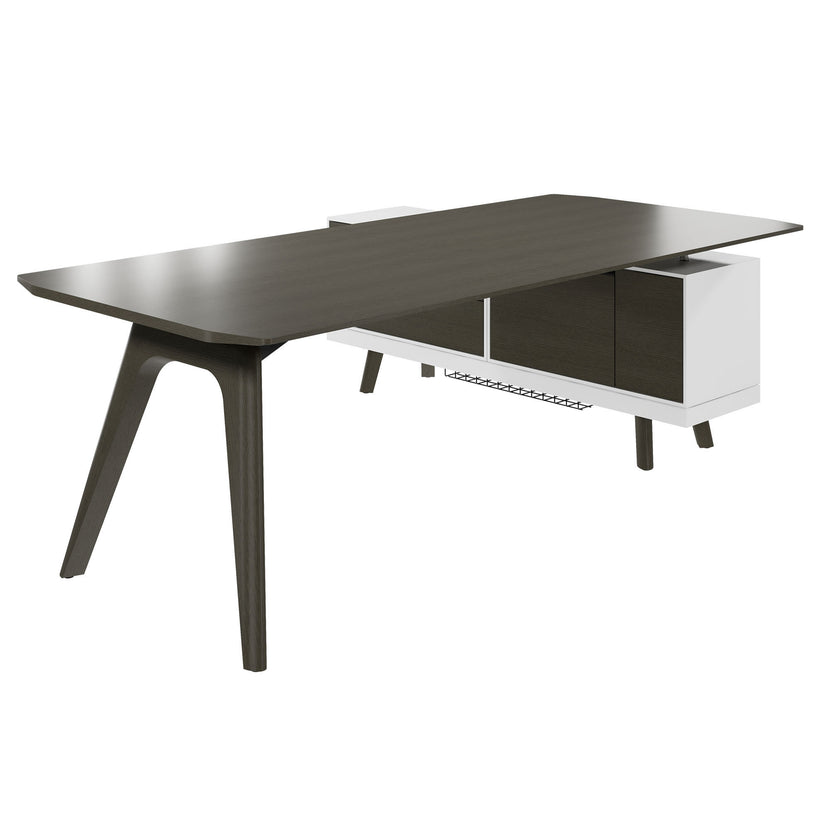 Bralco RAIL Bureau | 1800 - 2400 mm, basboard intégré, bois réel, chêne gris foncé