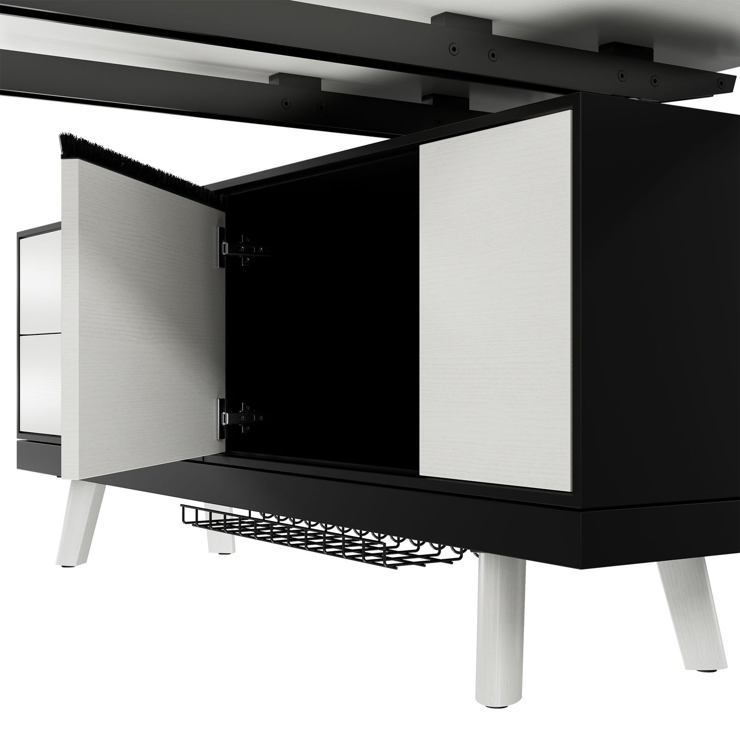 Bralco RAIL Bureau | 1800 - 2400 mm, basboard intégré, bois réel, chêne blanc