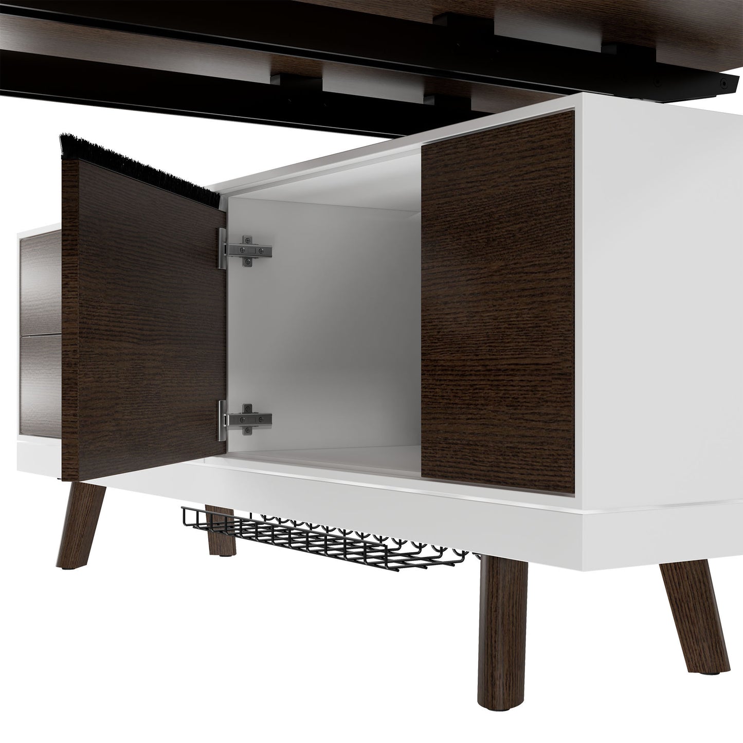 Bralco RAIL Bureau | 1800 - 2400 mm, basboard intégré, bois réel, tabac en chêne