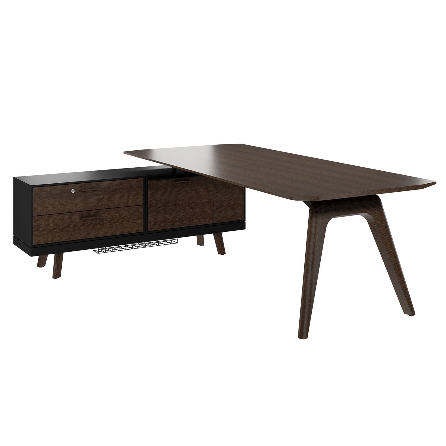 Bralco RAIL Bureau | 1800 - 2400 mm, basboard intégré, bois réel, tabac en chêne