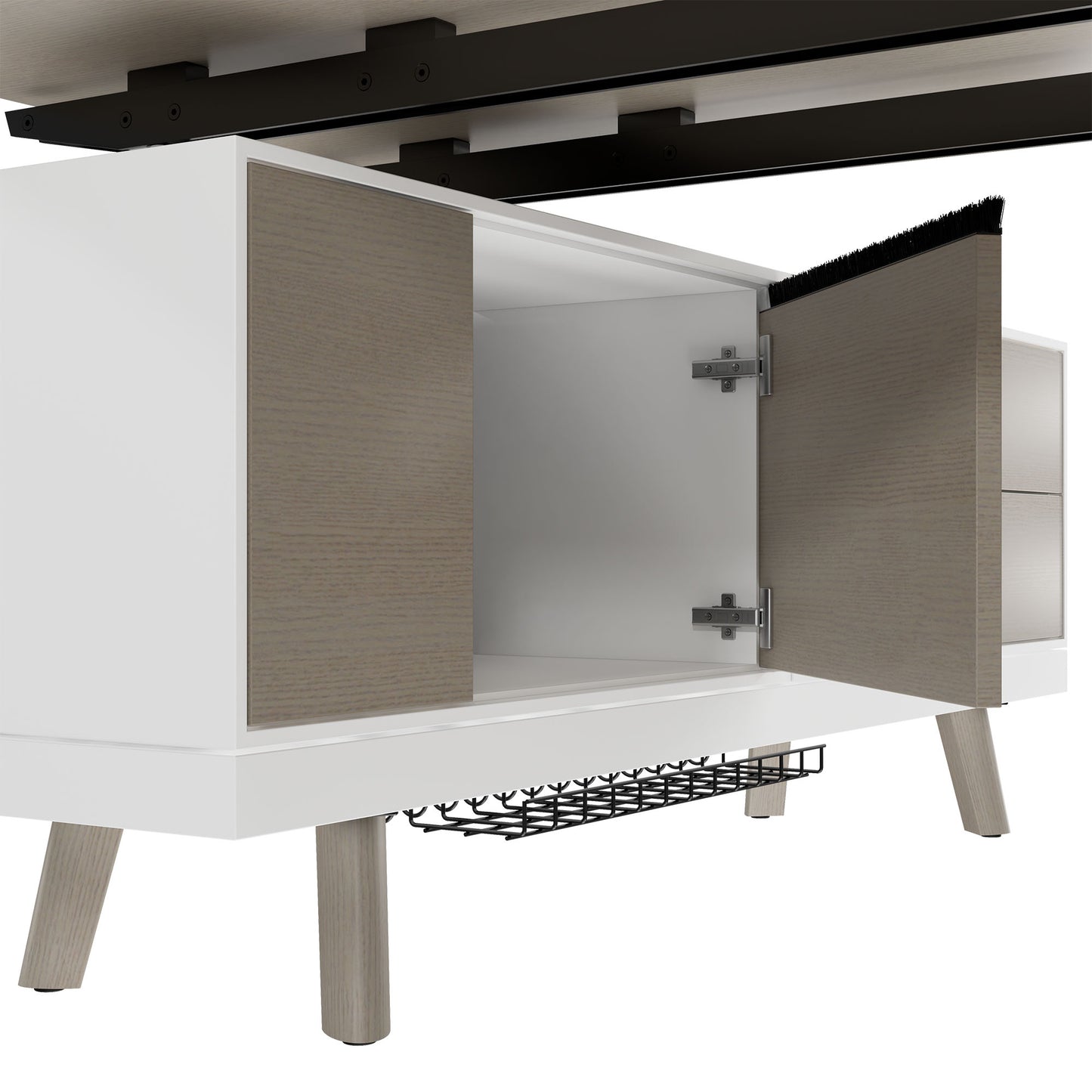 Bralco RAIL Bureau | 1800 - 2400 mm, basboard intégré, bois réel, gris clair en chêne