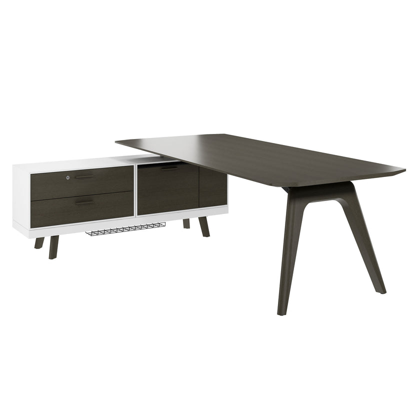 Bralco RAIL Bureau | 1800 - 2400 mm, basboard intégré, bois réel, chêne gris foncé