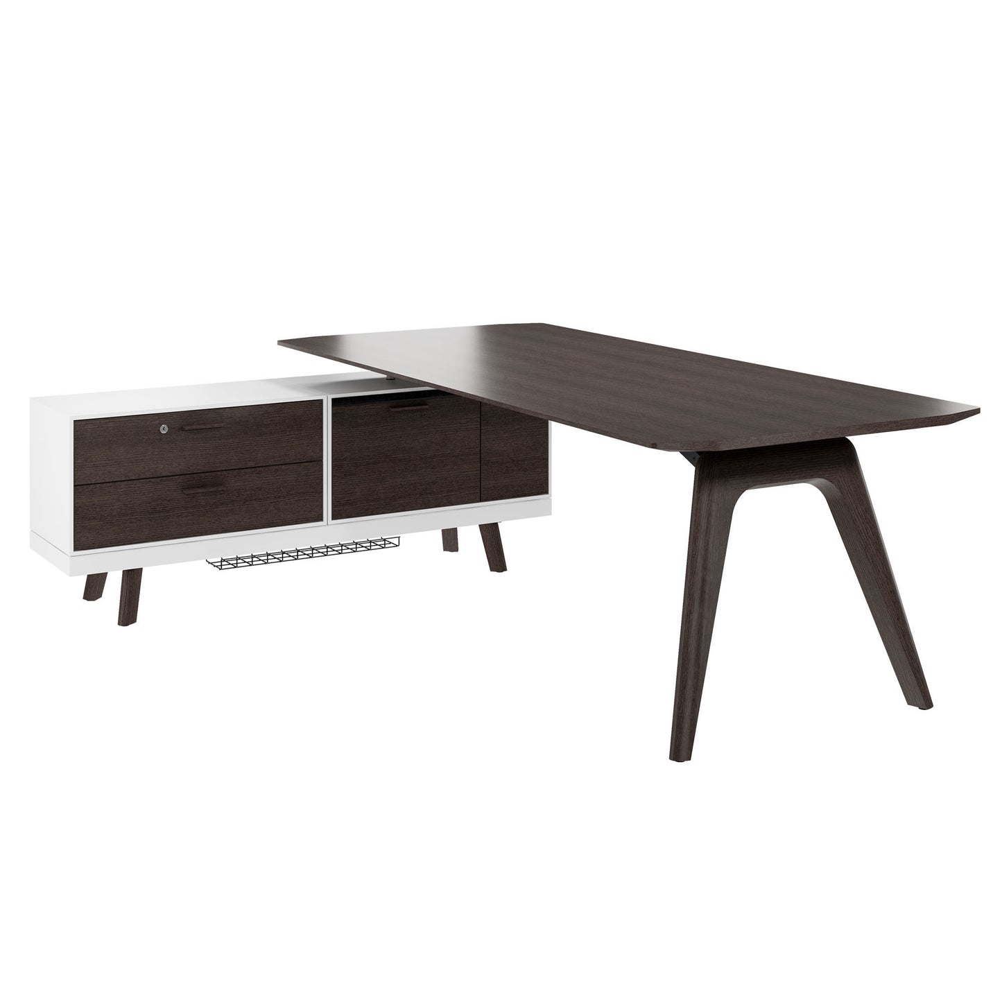 Bralco RAIL Bureau | 1800 - 2400 mm, basboard intégré, bois réel, carbone en chêne