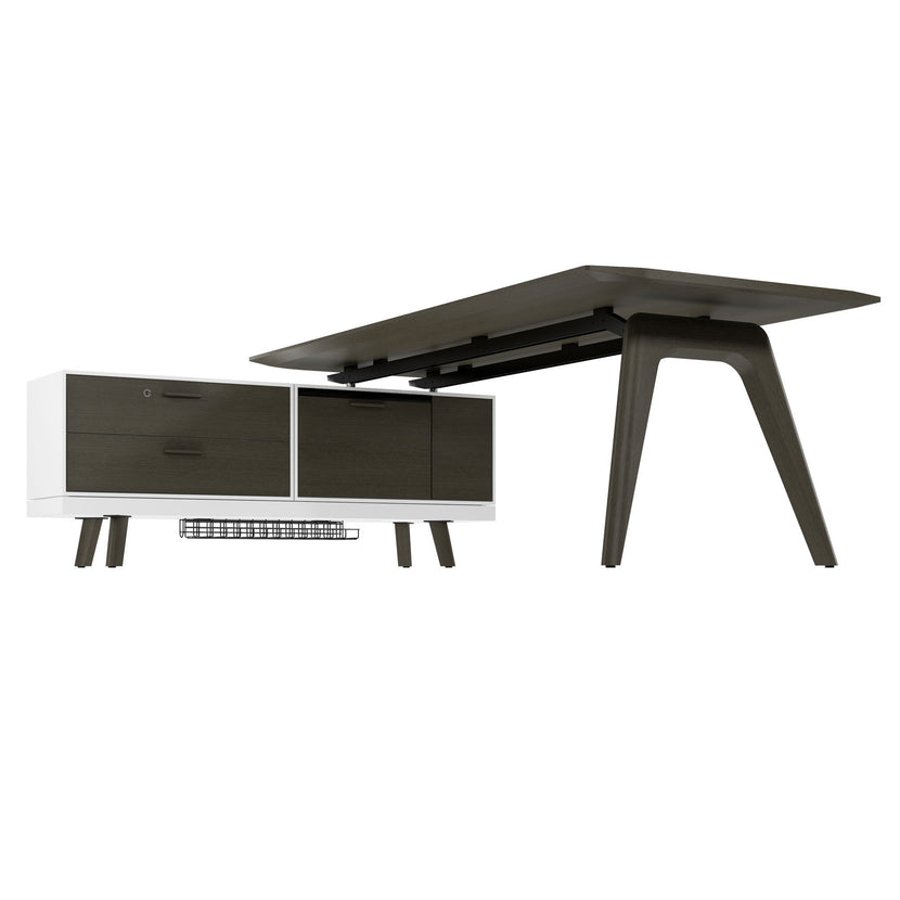 Bralco RAIL Bureau | 1800 - 2400 mm, basboard intégré, bois réel, chêne gris foncé