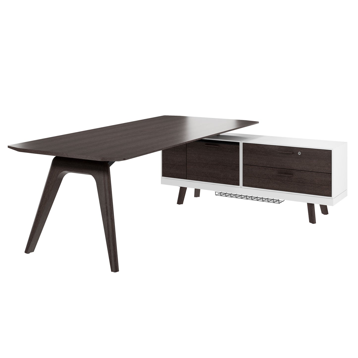 Bralco RAIL Bureau | 1800 - 2400 mm, basboard intégré, bois réel, carbone en chêne