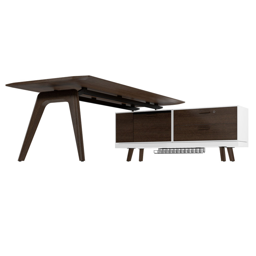 Bralco RAIL Bureau | 1800 - 2400 mm, basboard intégré, bois réel, tabac en chêne