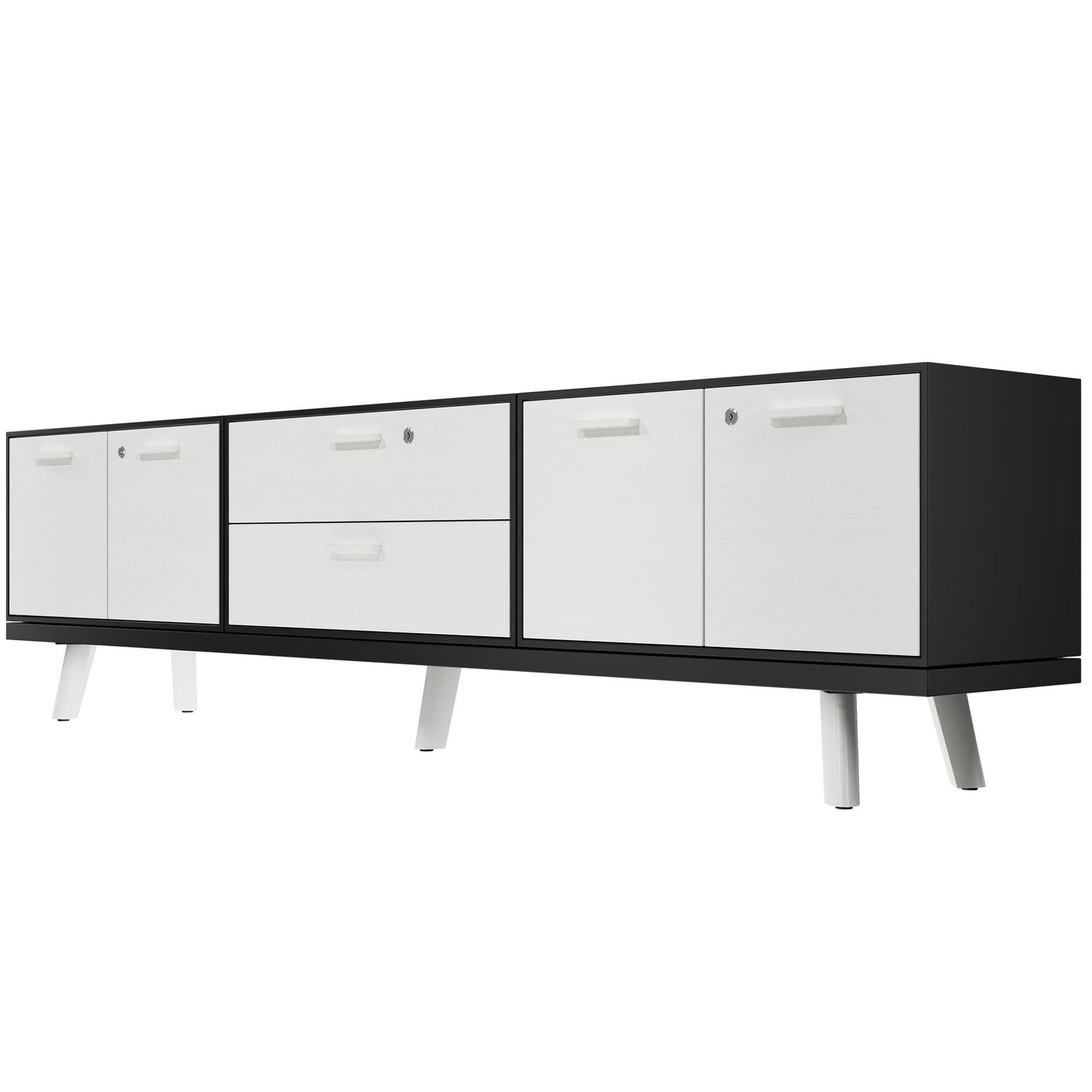 BRALCO RAIL Mobile basso | 1,5 OH, 2400 x 400 mm, rovere bianco