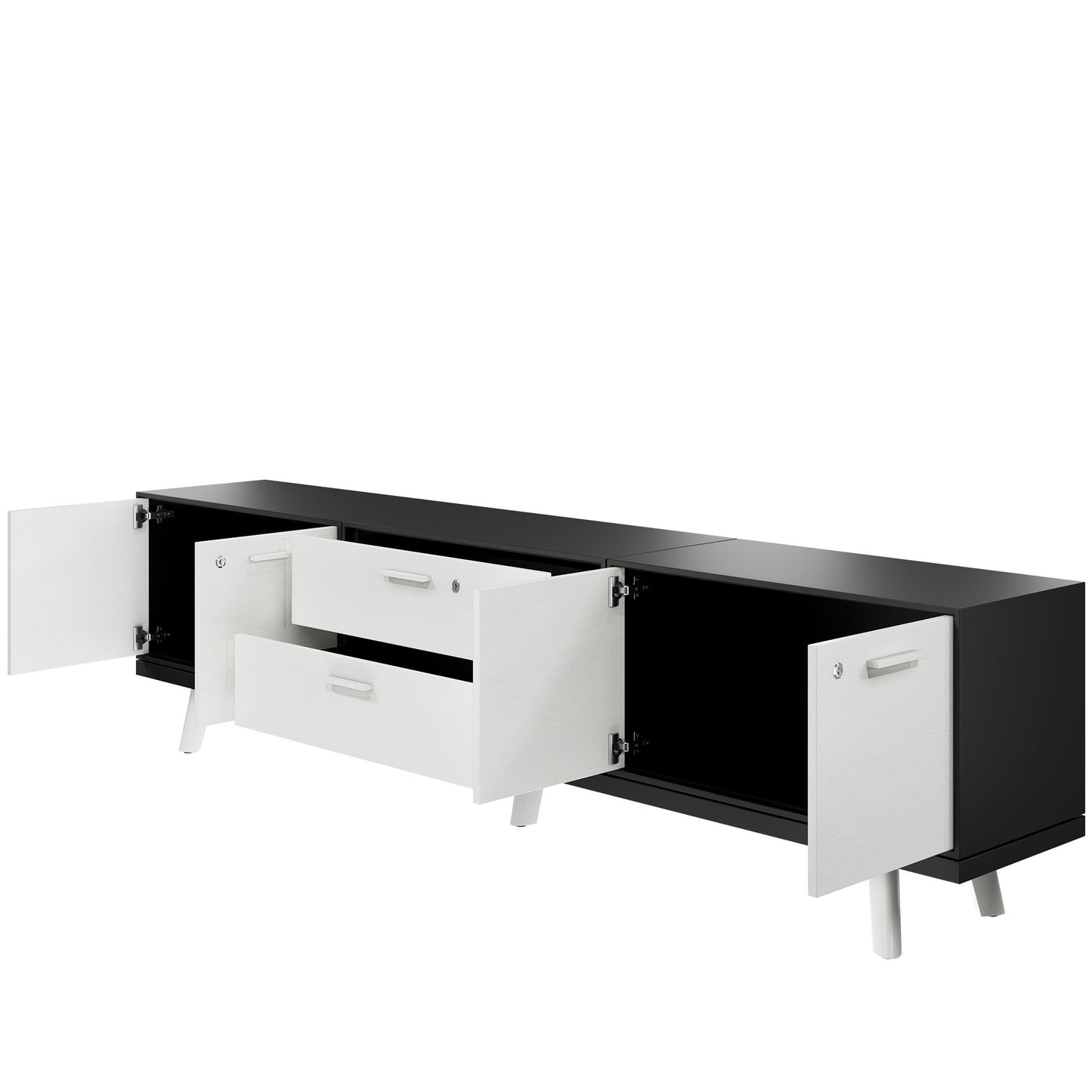 BRALCO RAIL Mobile basso | 1,5 OH, 2400 x 400 mm, rovere bianco