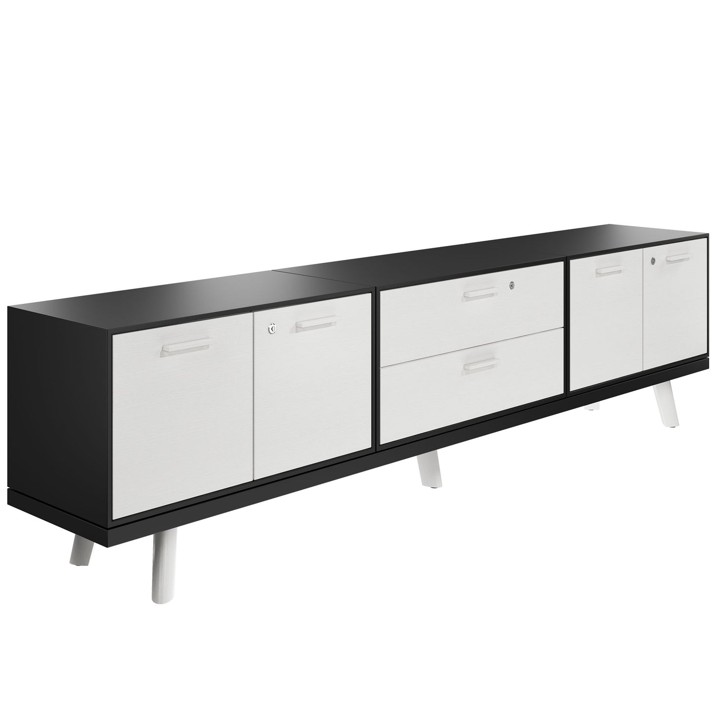 BRALCO RAIL Mobile basso | 1,5 OH, 2400 x 400 mm, rovere bianco