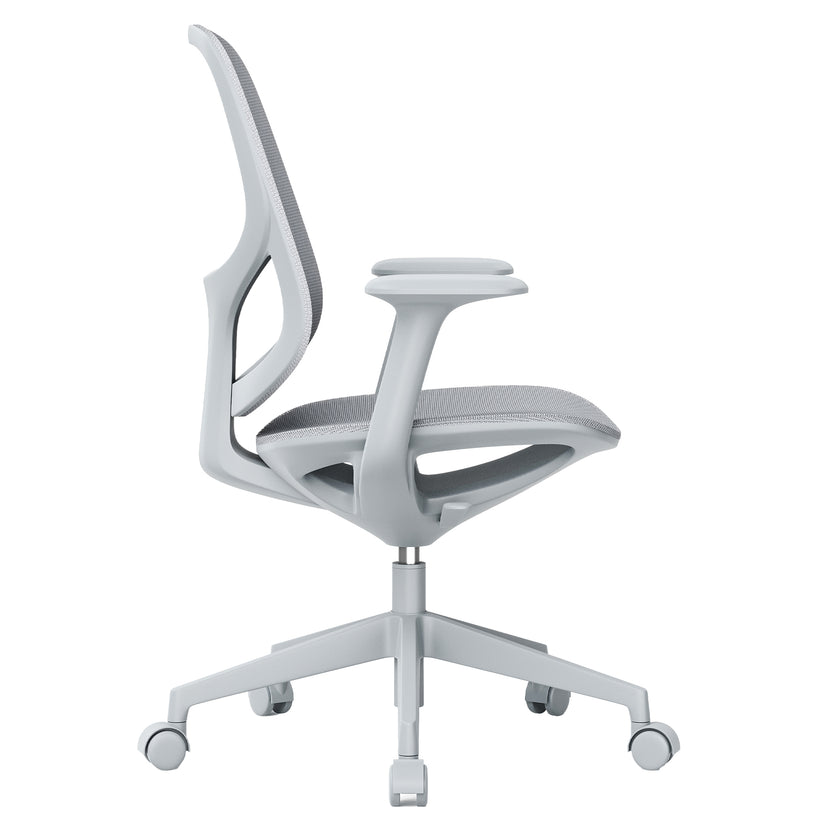 Chaise de bureau pivotante BREATHE | Accoudoirs fixes, piètement 5 branches, gris
