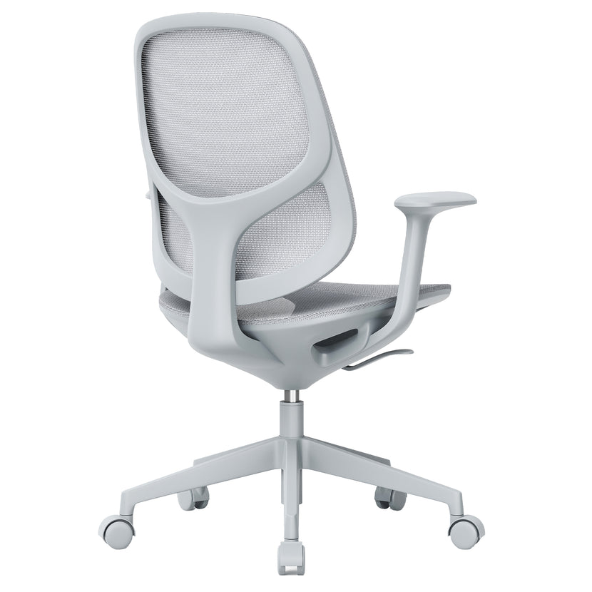 Chaise de bureau pivotante BREATHE | Accoudoirs fixes, piètement 5 branches, gris