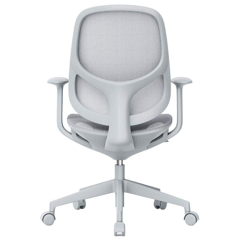 Chaise de bureau pivotante BREATHE | Accoudoirs fixes, piètement 5 branches, gris