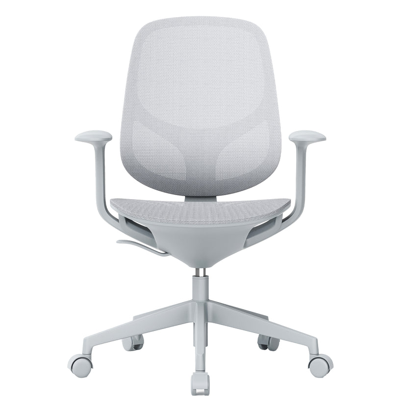Chaise de bureau pivotante BREATHE | Accoudoirs fixes, piètement 5 branches, gris