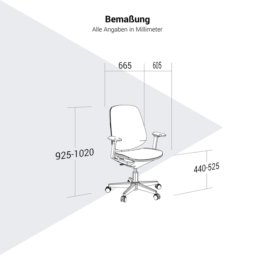 Chaise de bureau pivotante BREATHE | Accoudoirs fixes, piètement 5 branches, gris