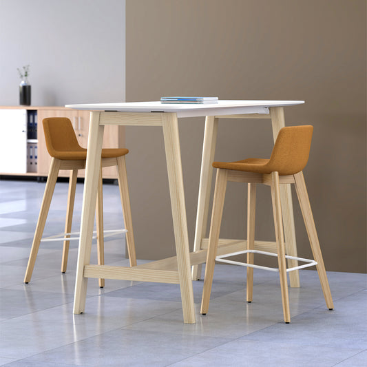 TWIST&SIT Sgabello da bar | Telaio in legno massiccio, altezza del sedile da 635 mm, velio di copertura di lana