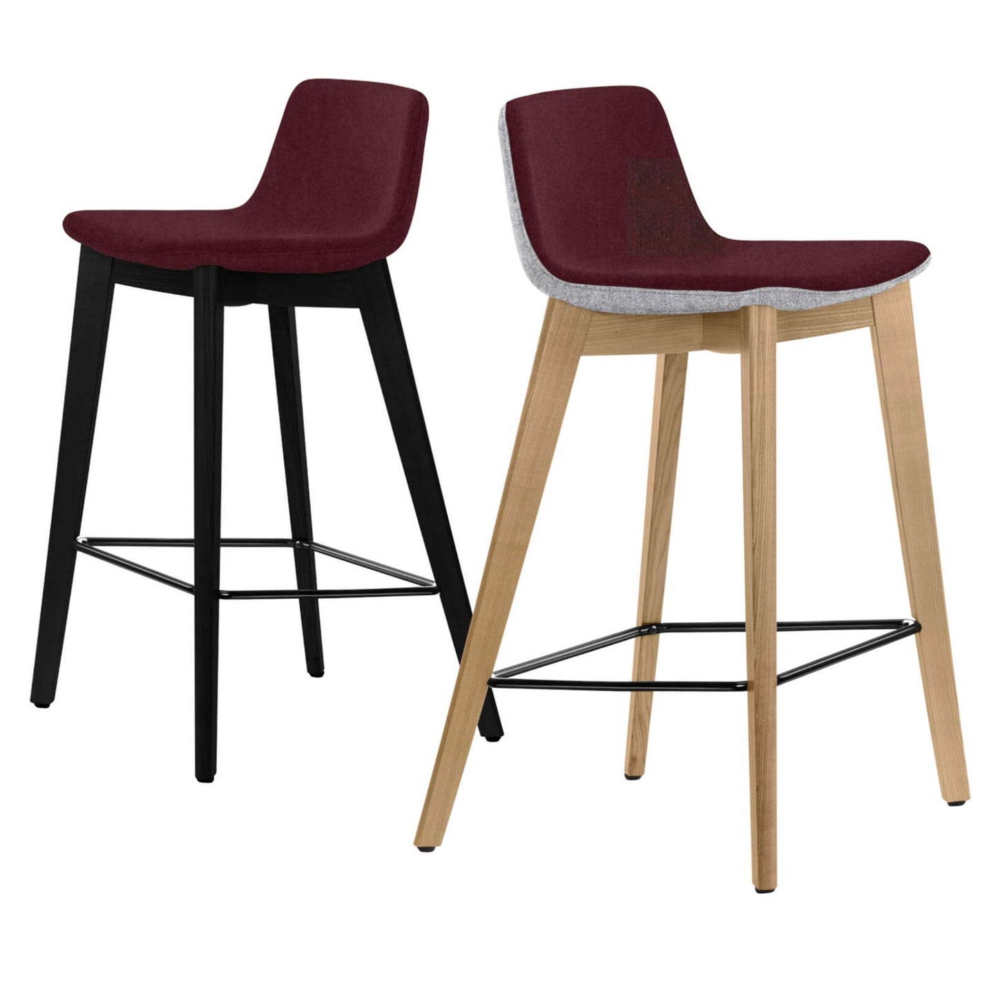 TWIST&SIT Sgabello da bar | Telaio in legno massiccio, altezza del sedile da 635 mm, velio di copertura di lana