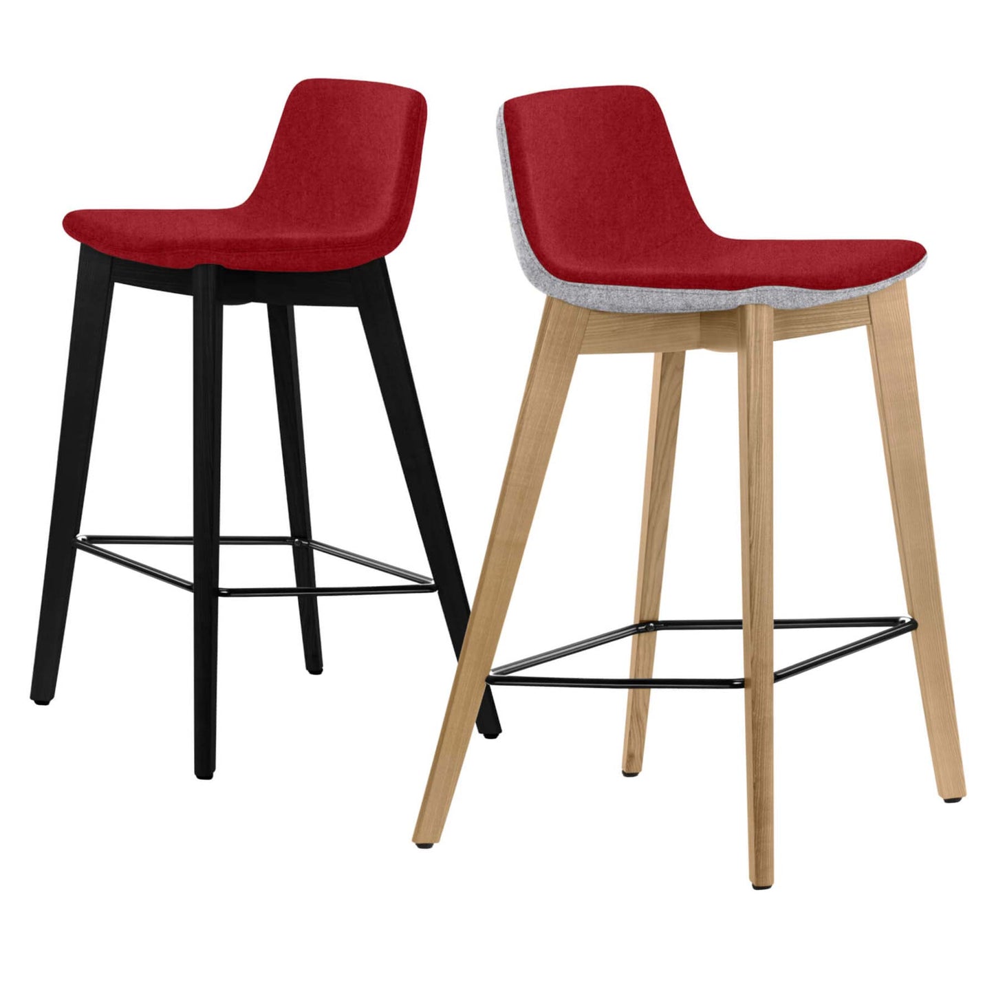 TWIST&SIT Sgabello da bar | Telaio in legno massiccio, altezza del sedile da 635 mm, velio di copertura di lana
