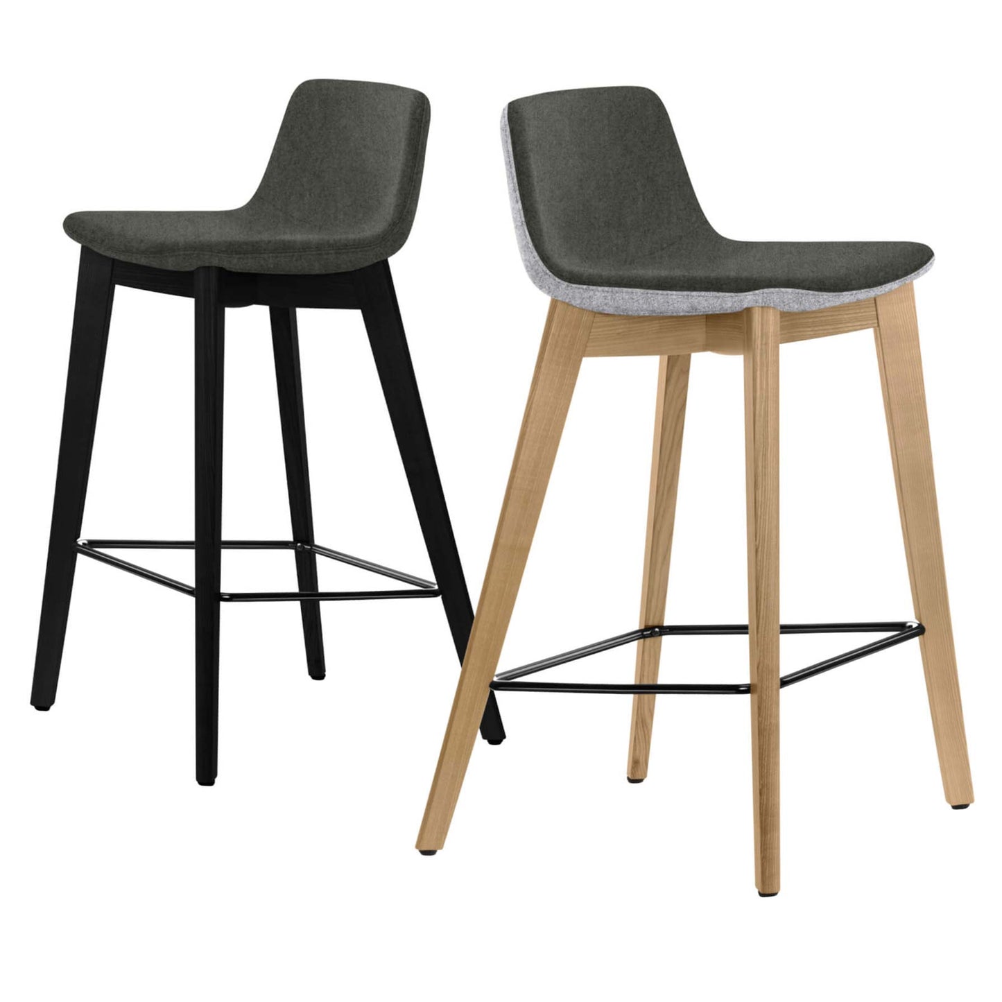TWIST&SIT Sgabello da bar | Telaio in legno massiccio, altezza del sedile da 635 mm, velio di copertura di lana