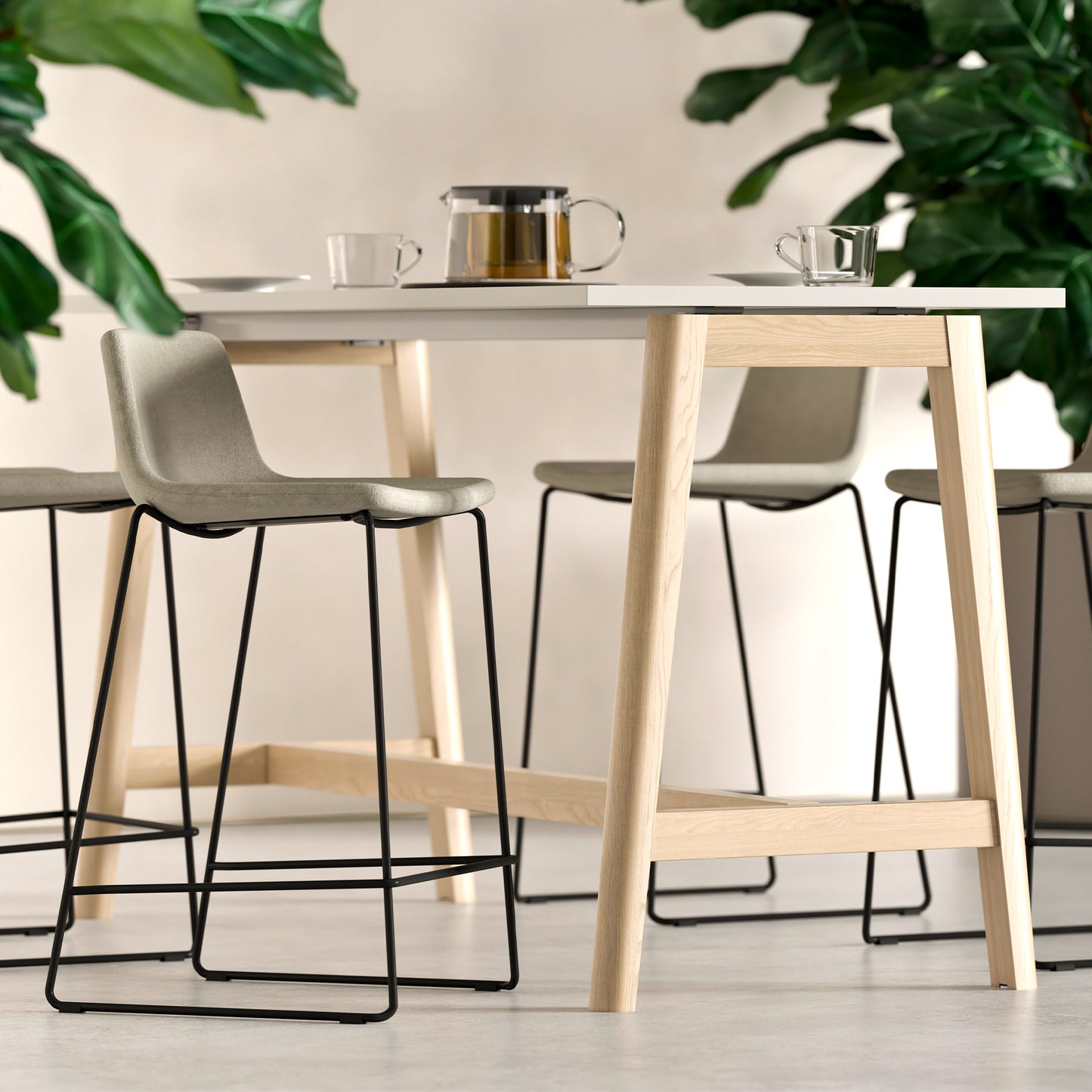TWIST&SIT Sgabello da bar | Frame di coppia, altezza del sedile da 635 mm, copertura di lana sinergia