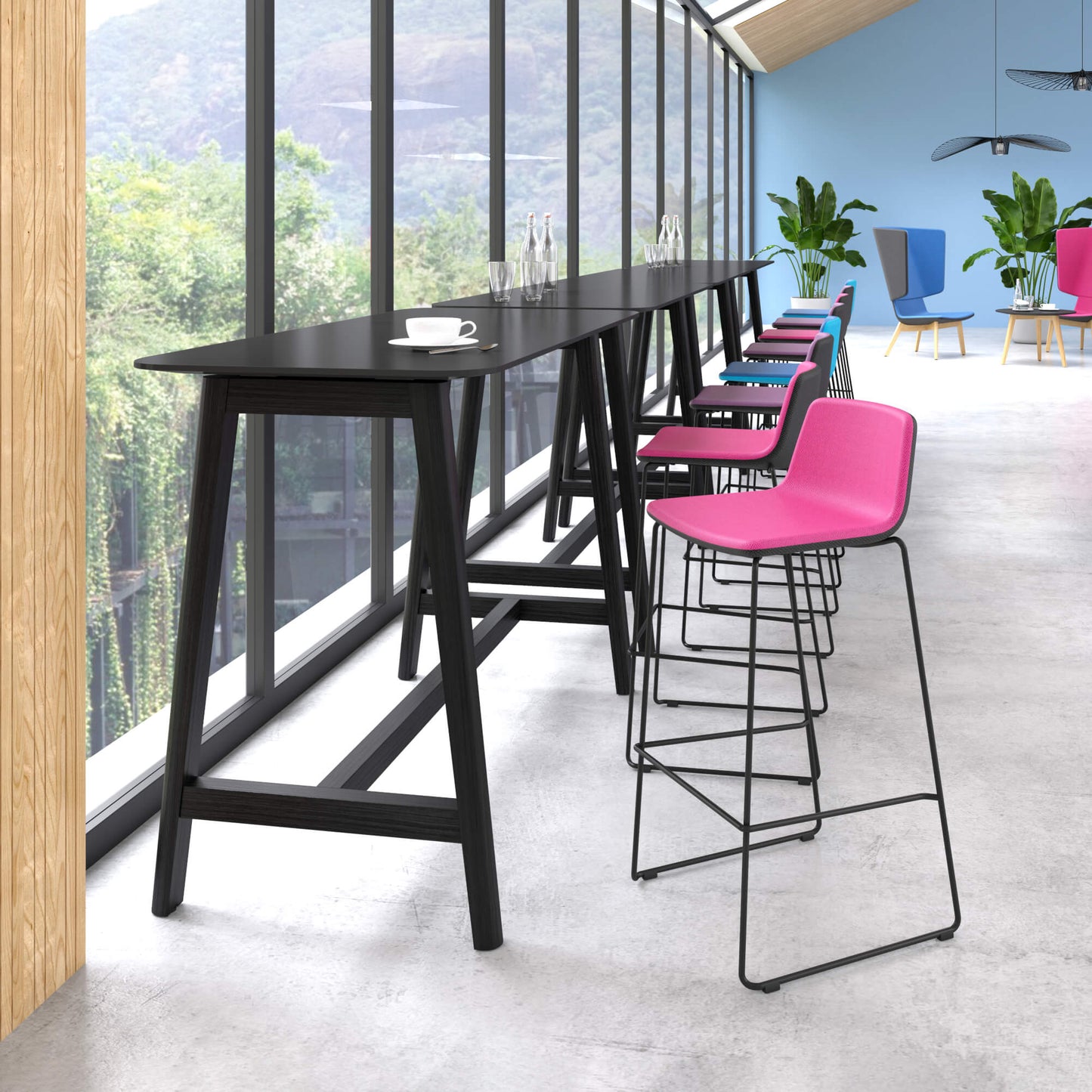 TWIST&SIT bar stool | Sled base, 735 mm seat height, wool cover SYNERGY