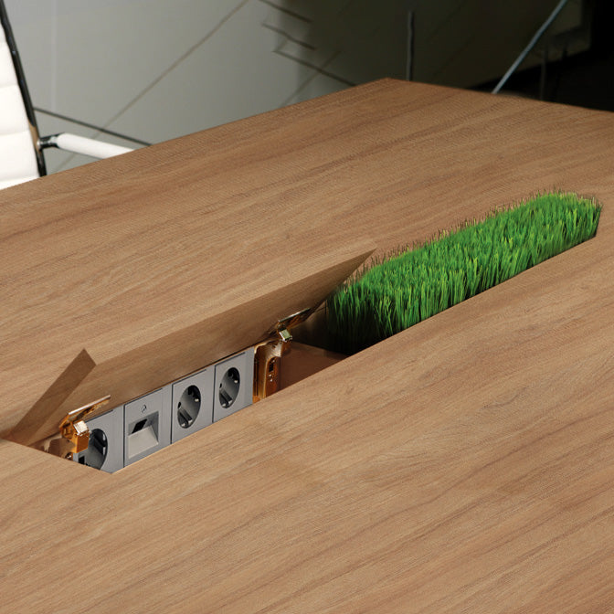 AIR Tableau de conférence | Électrifié, 2200 x 1300 mm (6 - 8 personnes), chêne ambre