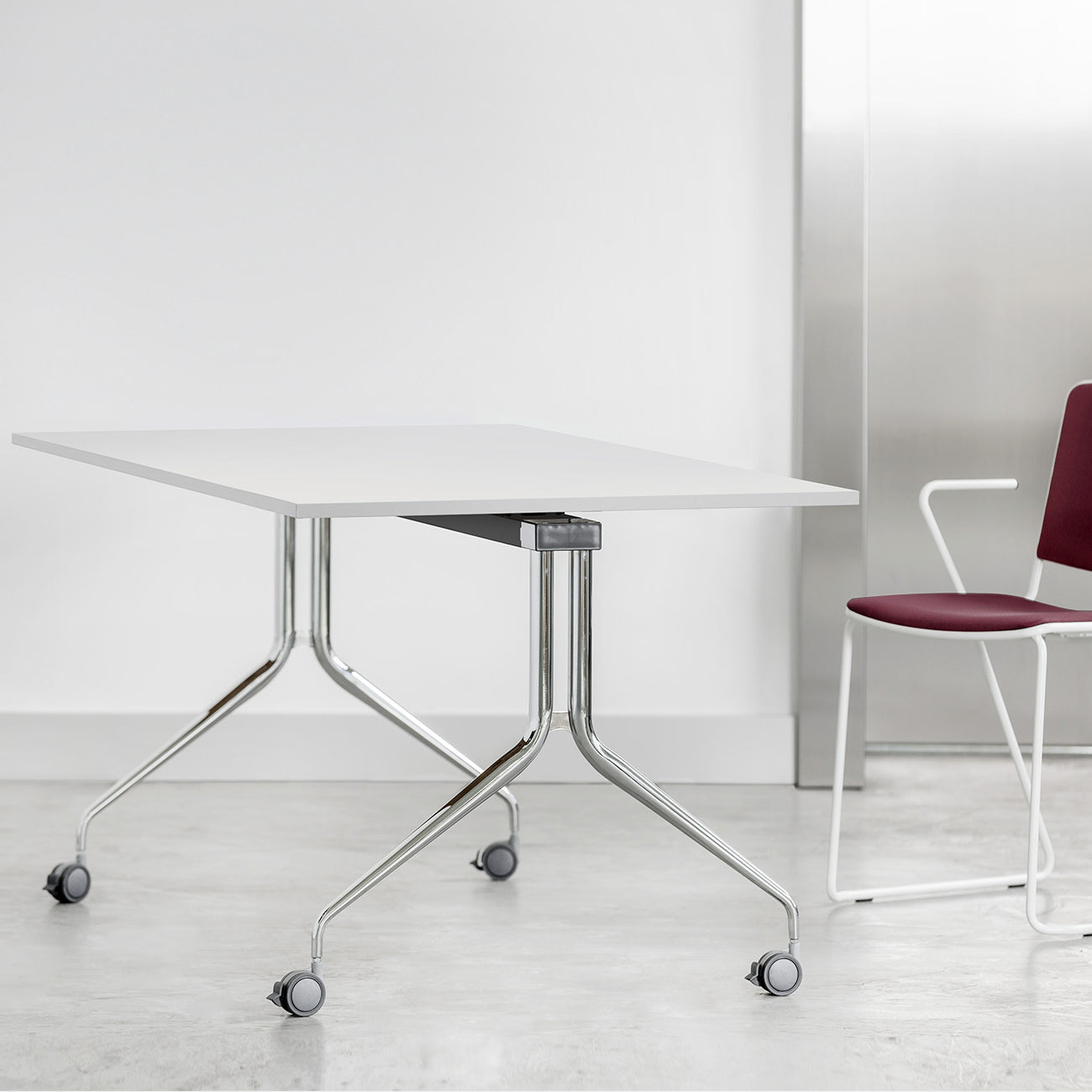 MARA - ARGO TILTING Conference table | Rollable, foldable, 1600 x 800 mm, white