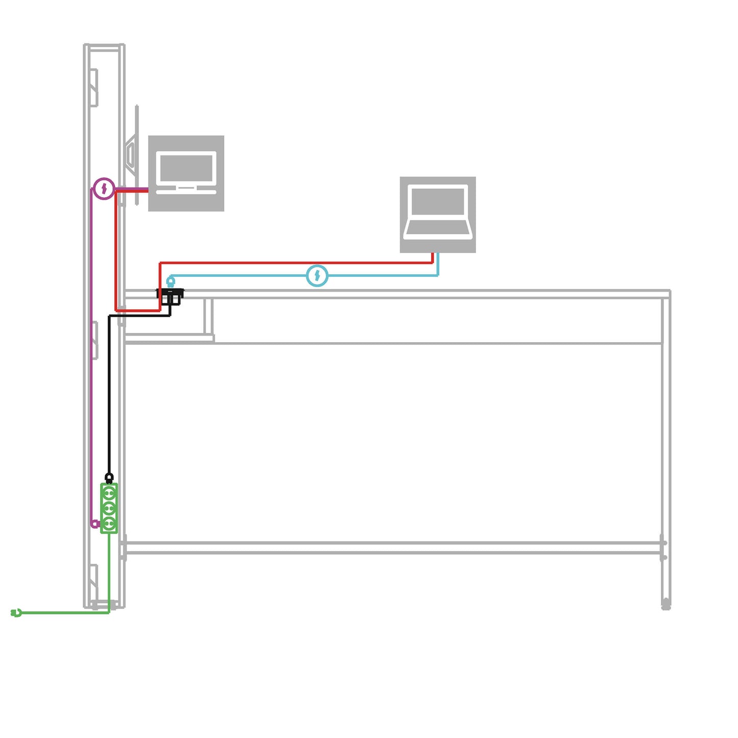 MEDIAWALL Tableau de réunion | Présentation multimédia, support de moniteur, prise intégrée, 1932 x 1200 mm, noyer