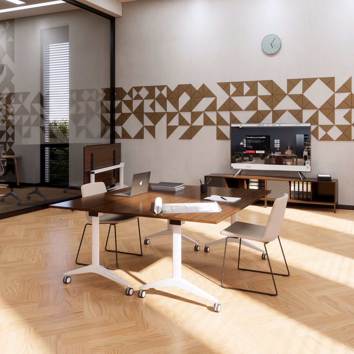 MARA SAVIO TILTING Klapptisch | Rollbar, klappbar, 1600 x 800 mm, Nussbaum