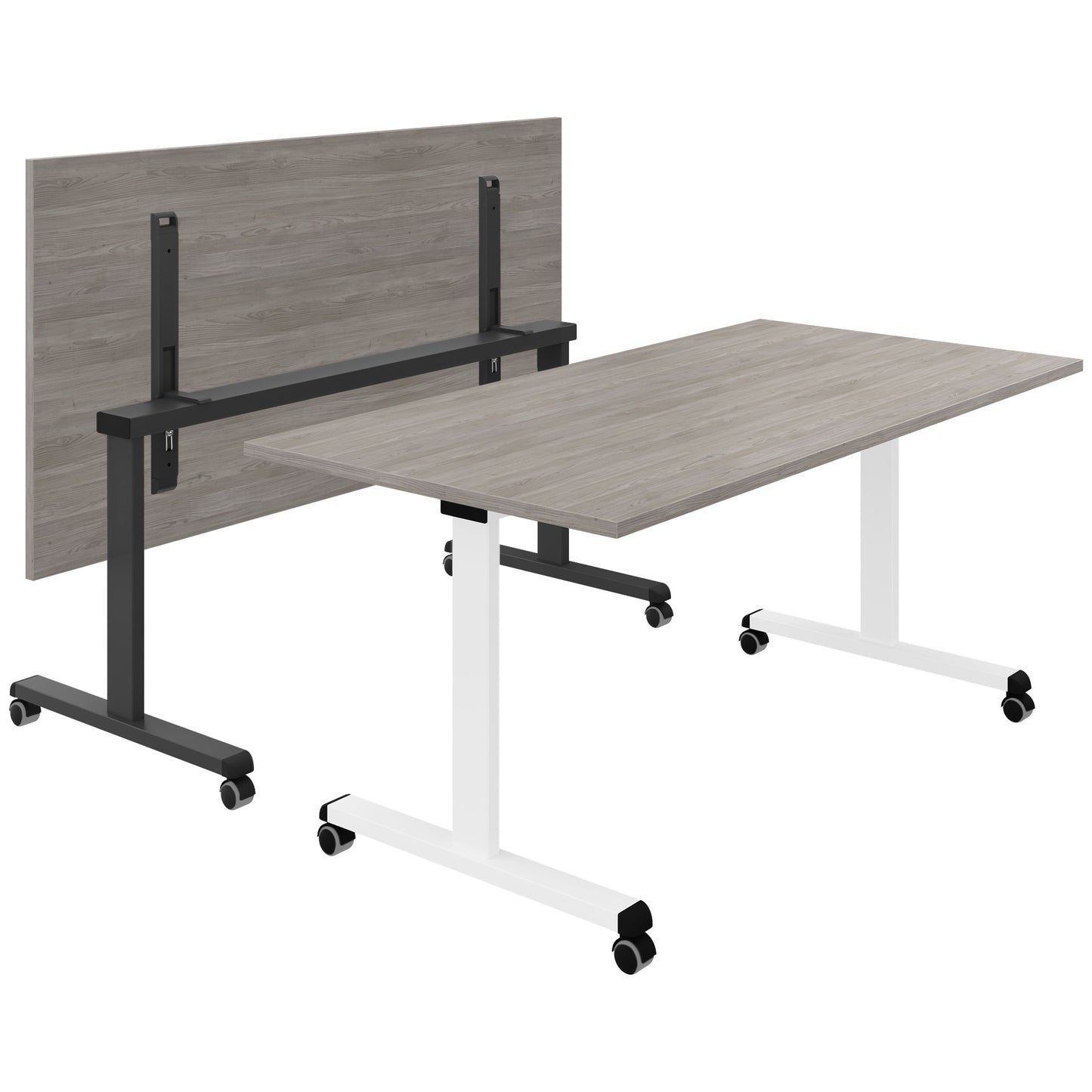Mara - TILTING Table pliante | Roulable, pliable, 1600 x 800 mm, gris de chêne nord
