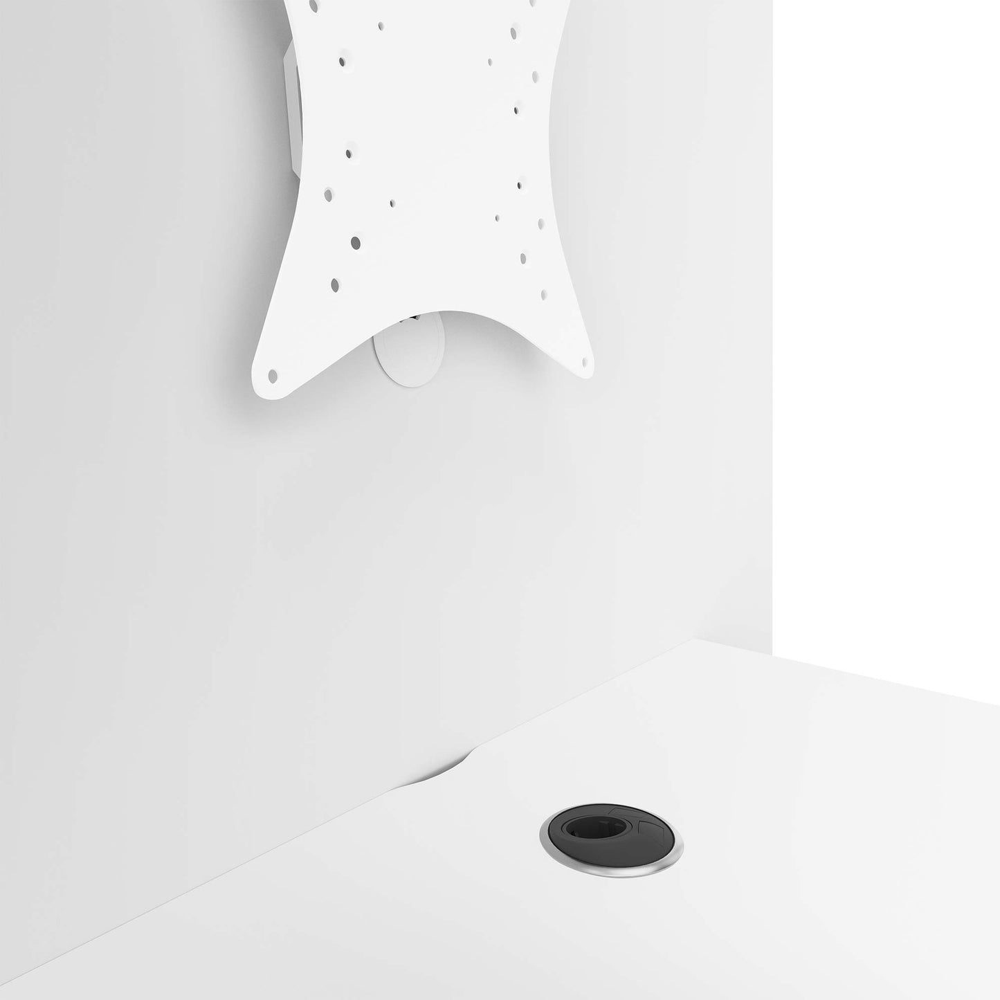 MEDIAWALL Tableau de réunion | Présentation multimédia, support de moniteur, prise intégrée, 1932 x 1200 mm, blanc