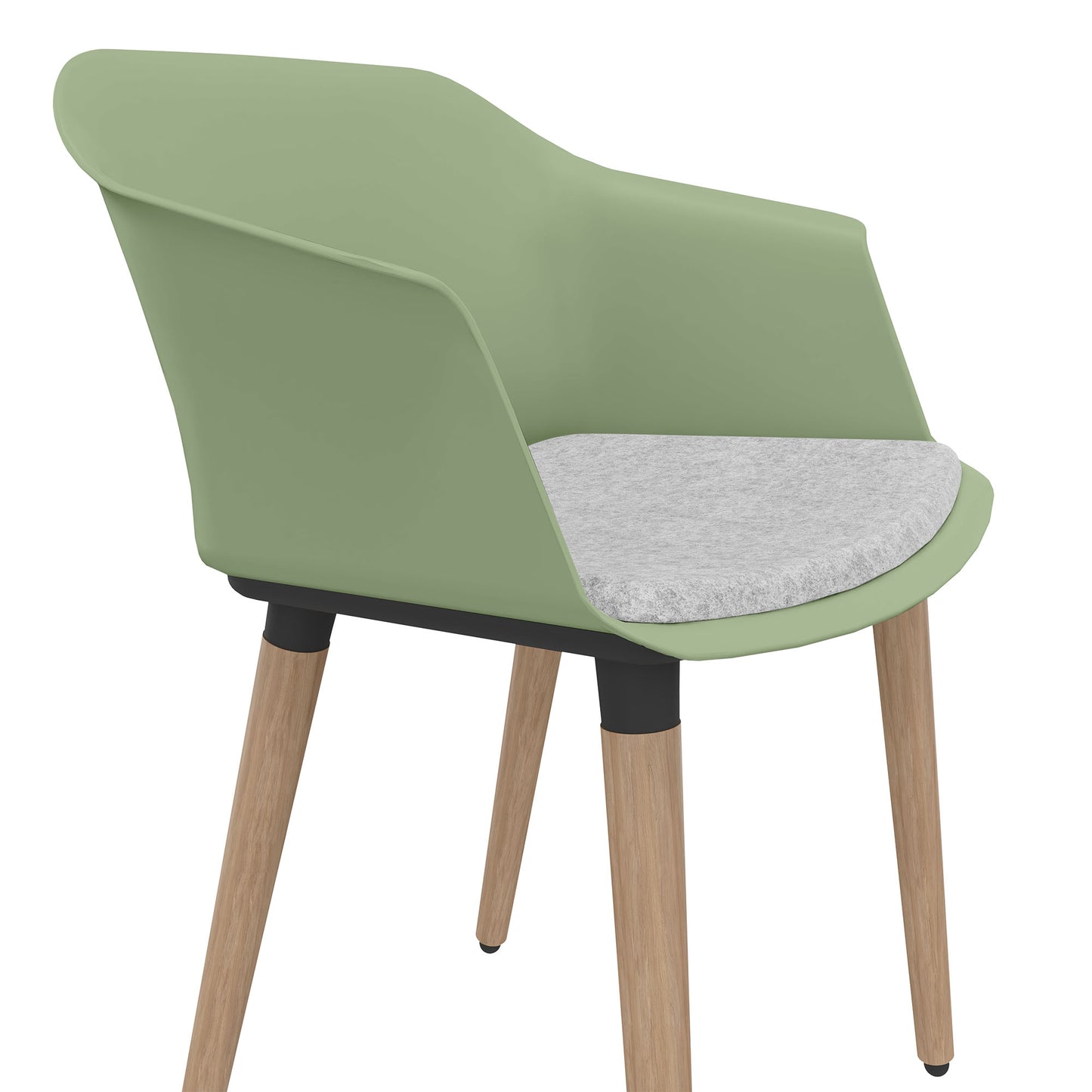 POLYTONE-C Besucher- und Konferenzstuhl | Massivholz-Gestell, Farbe Avocadogrün