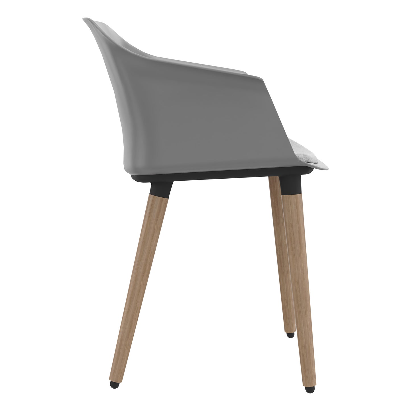 POLYTONE-C visitor and conference chair | Solid wood frame, color gray
