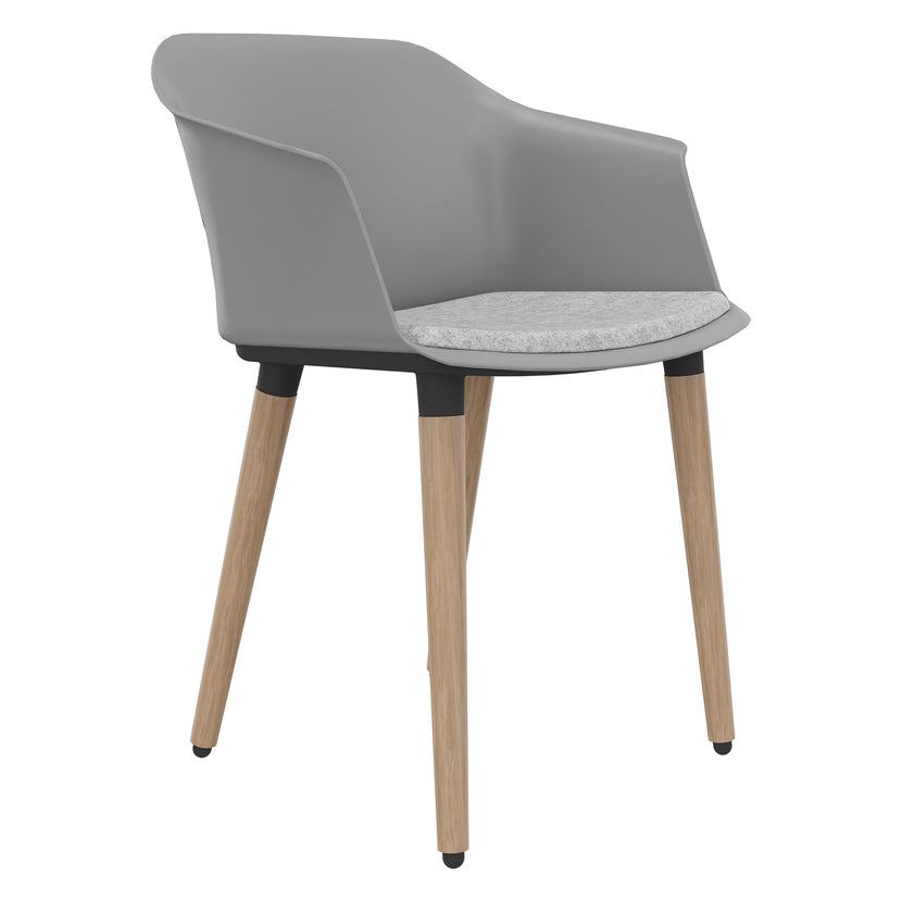POLYTONE-C visitor and conference chair | Solid wood frame, color gray