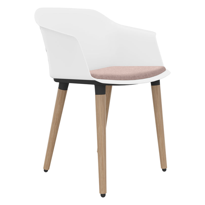 POLYTONE-C visitor and conference chair | Solid wood frame, color white