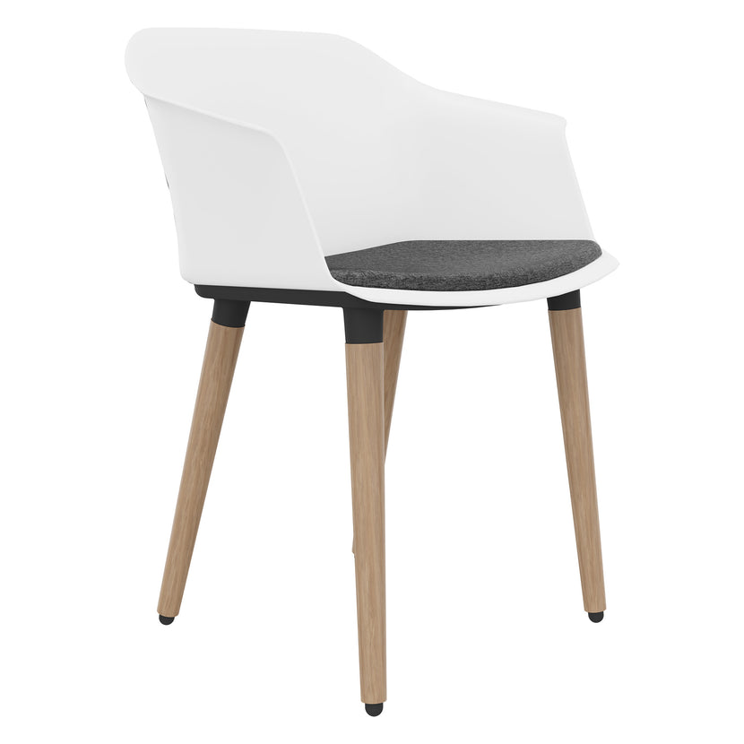 POLYTONE-C visitor and conference chair | Solid wood frame, color white