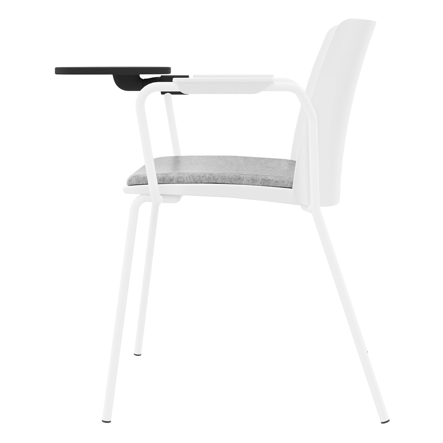 POLYTONE-L Chaise visiteur et de conférence avec tablette rabattable, couleur blanc