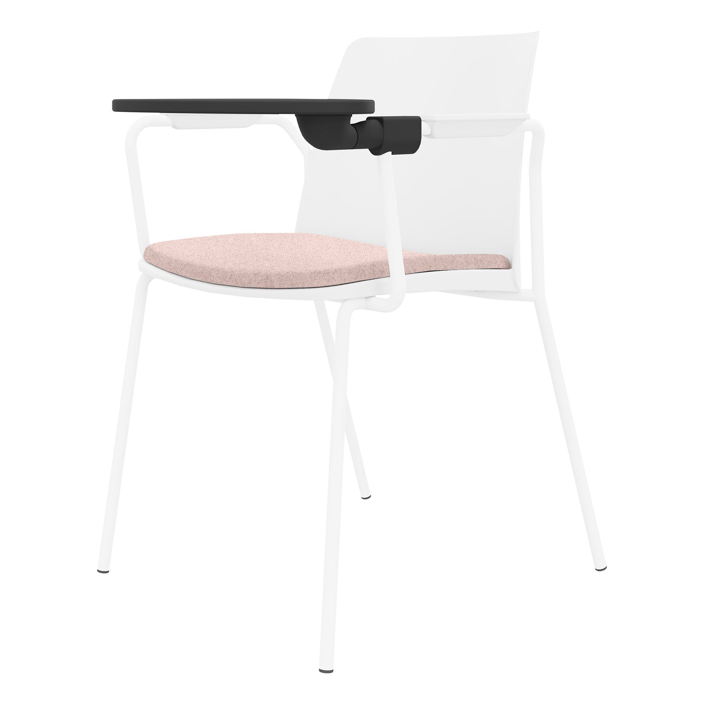 POLYTONE-L Chaise visiteur et de conférence avec tablette rabattable, couleur blanc