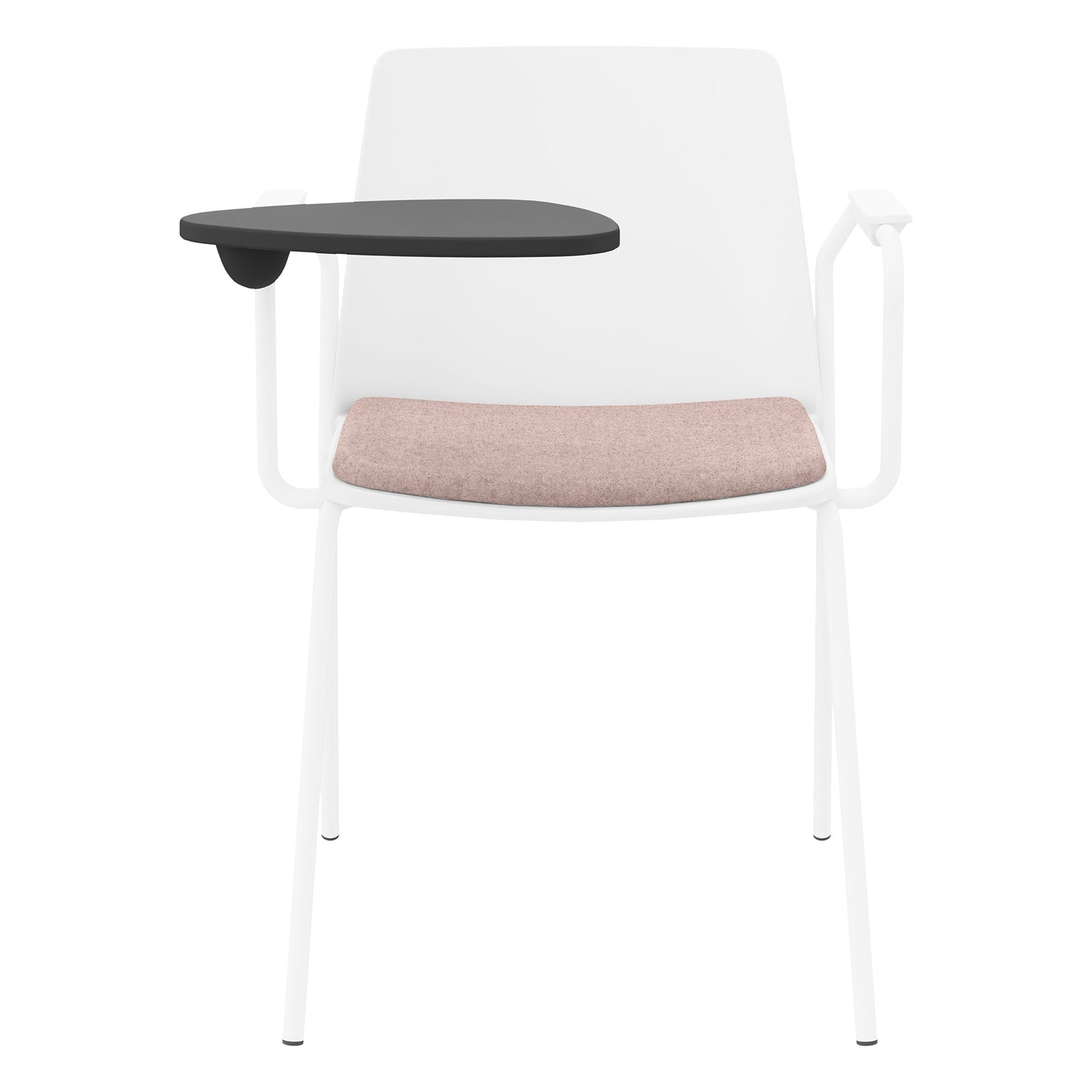 POLYTONE-L Chaise visiteur et de conférence avec tablette rabattable, couleur blanc