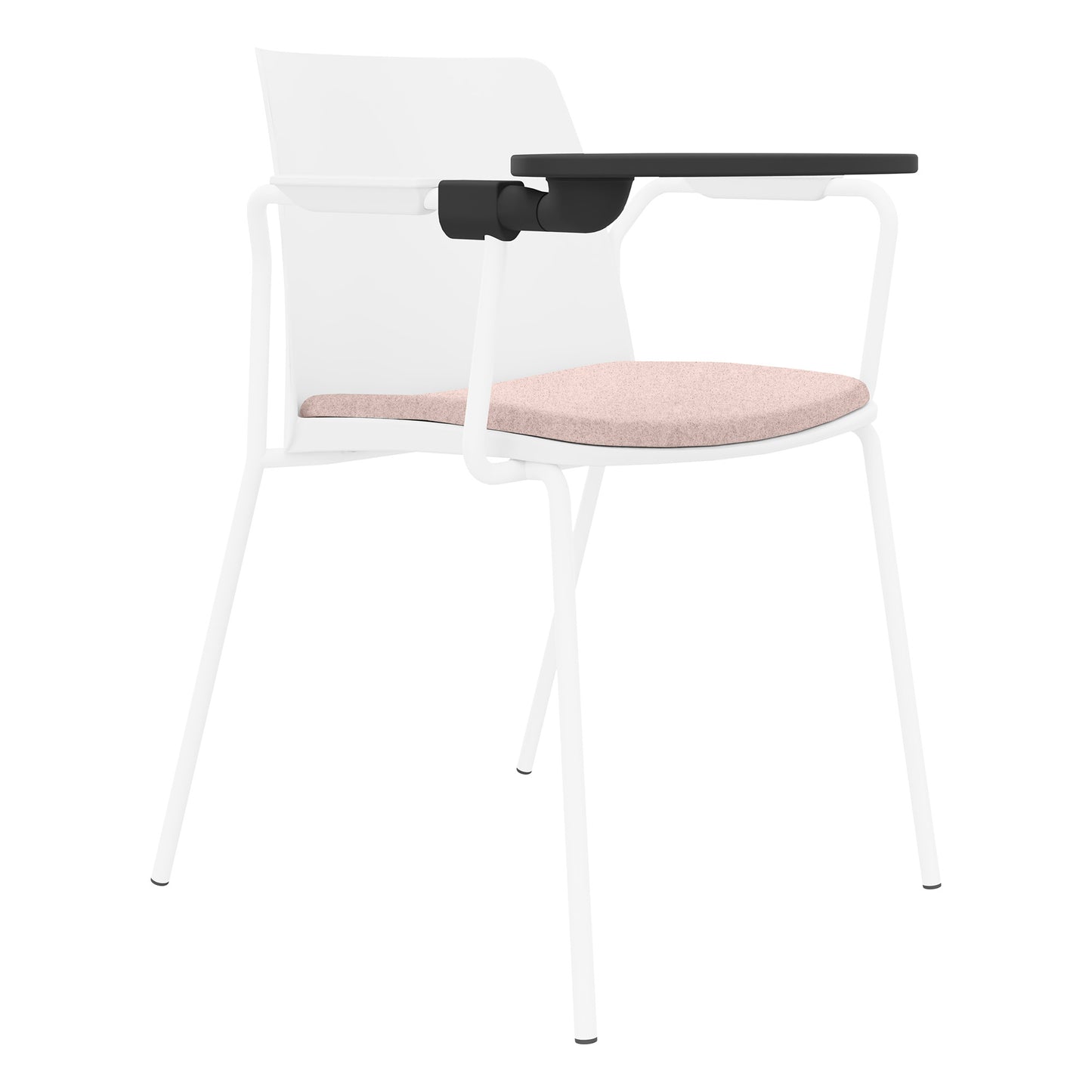 POLYTONE-L Chaise visiteur et de conférence avec tablette rabattable, couleur blanc
