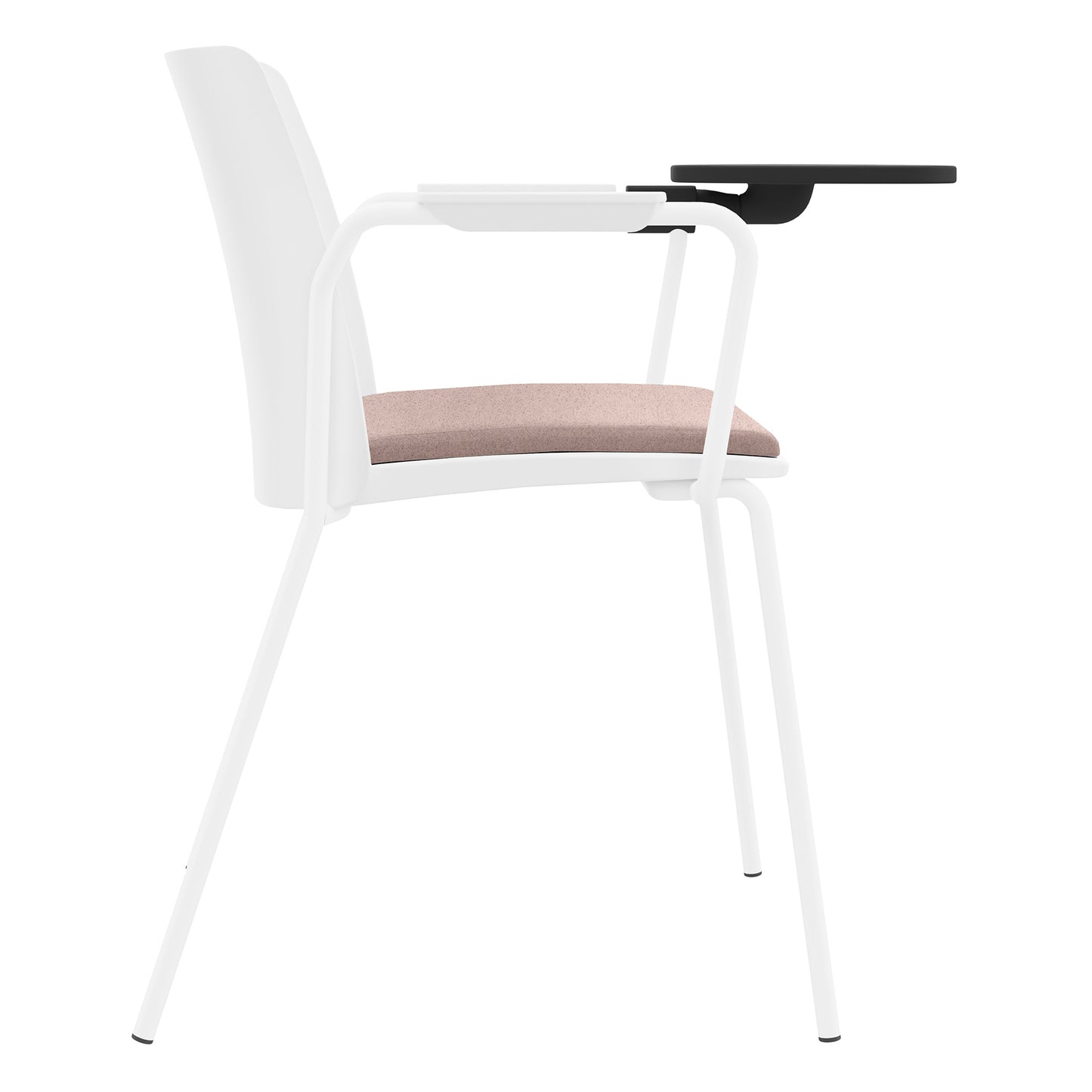 POLYTONE-L Chaise visiteur et de conférence avec tablette rabattable, couleur blanc