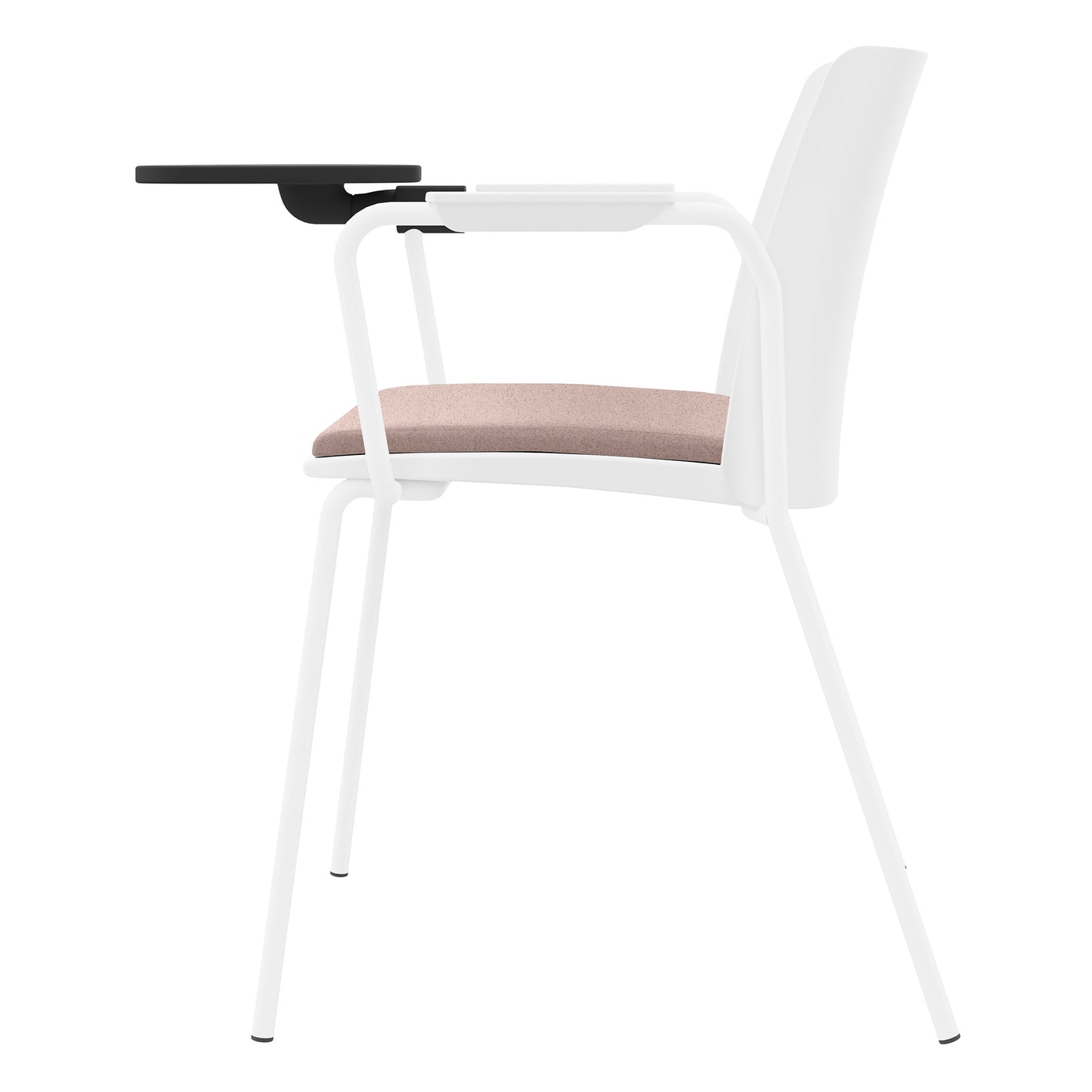 POLYTONE-L Chaise visiteur et de conférence avec tablette rabattable, couleur blanc