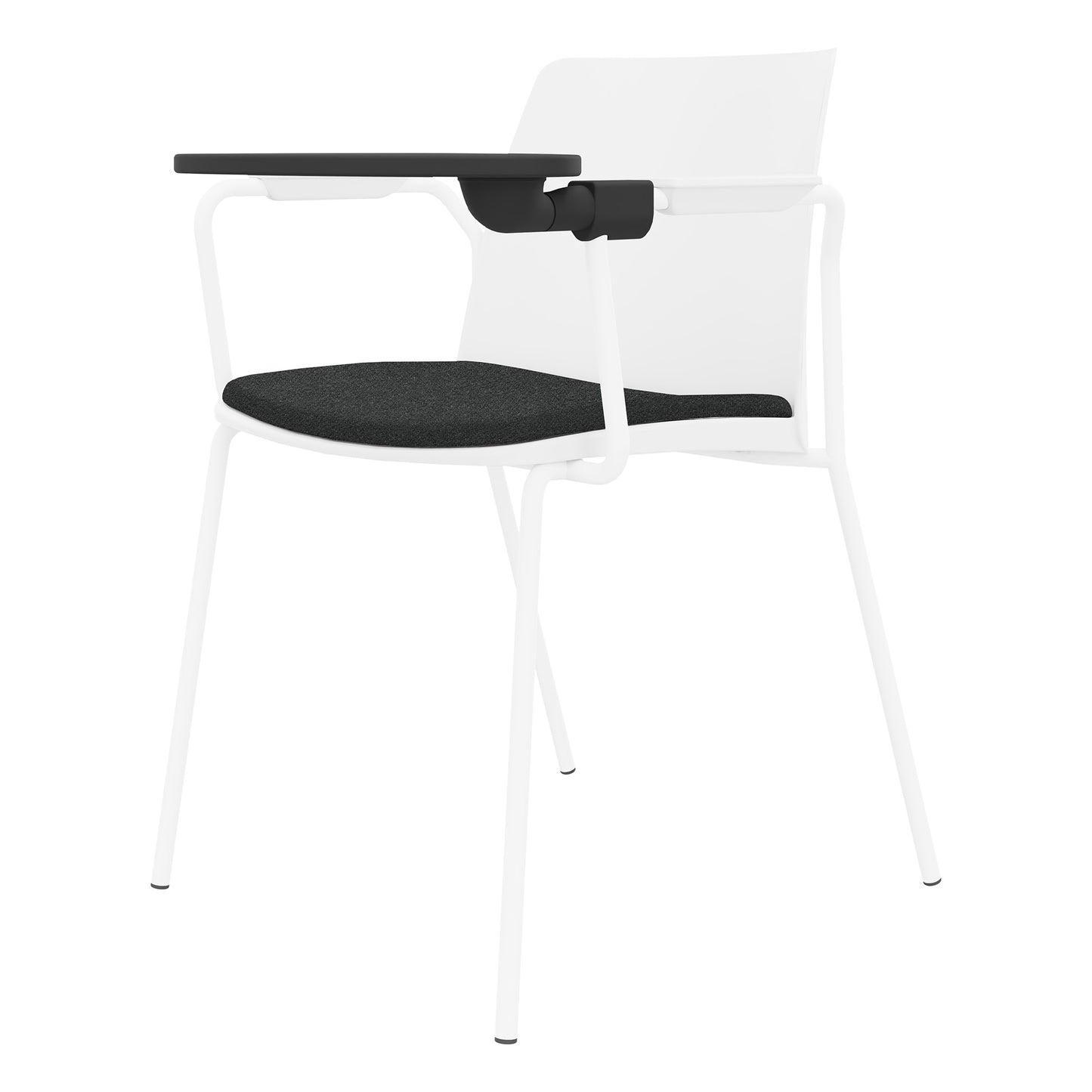 POLYTONE-L Chaise visiteur et de conférence avec tablette rabattable, couleur blanc