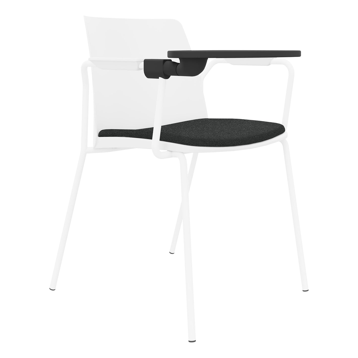 POLYTONE-L Chaise visiteur et de conférence avec tablette rabattable, couleur blanc